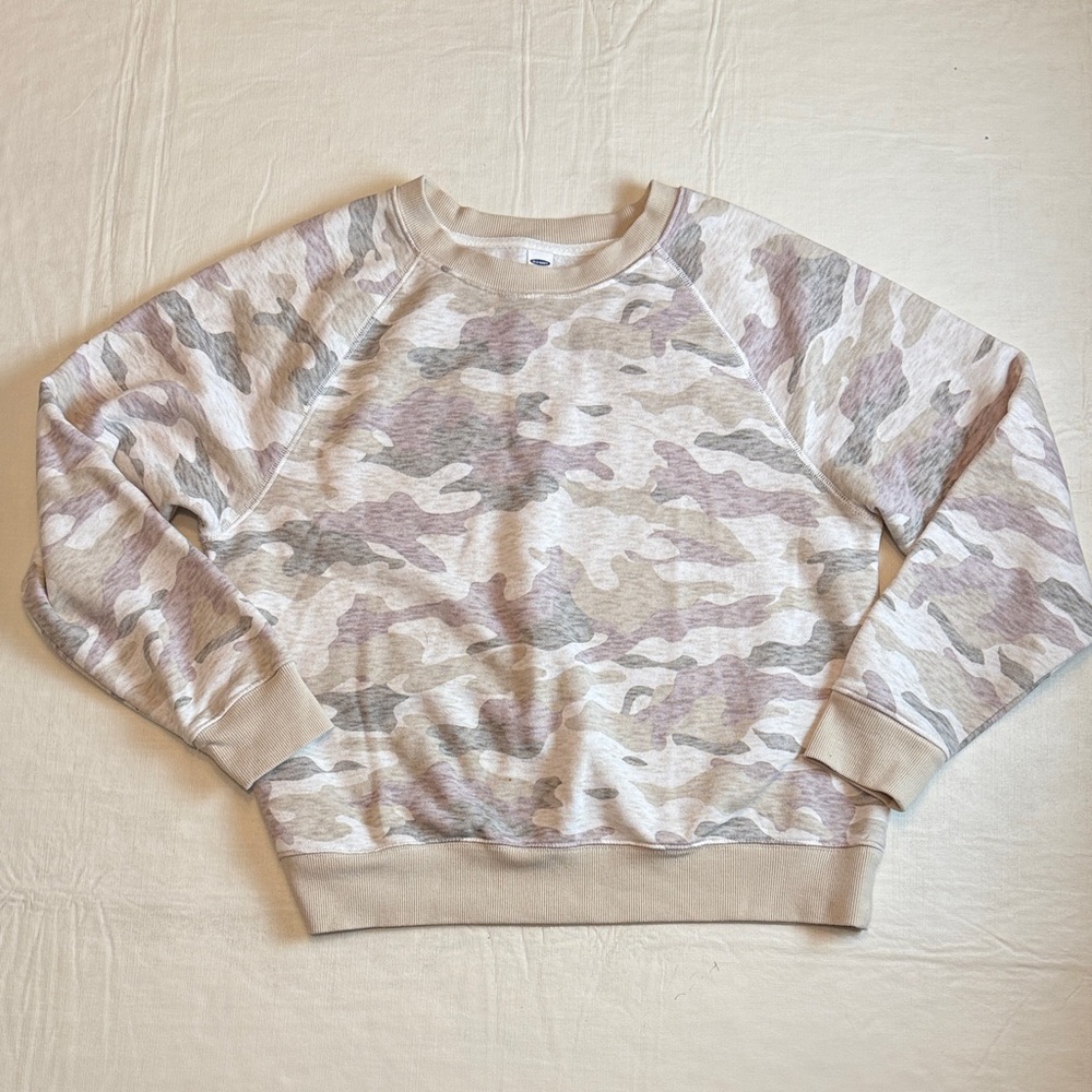Old Navy Women's Beige Muted Camouflage Fleece Sweatshirt Size M